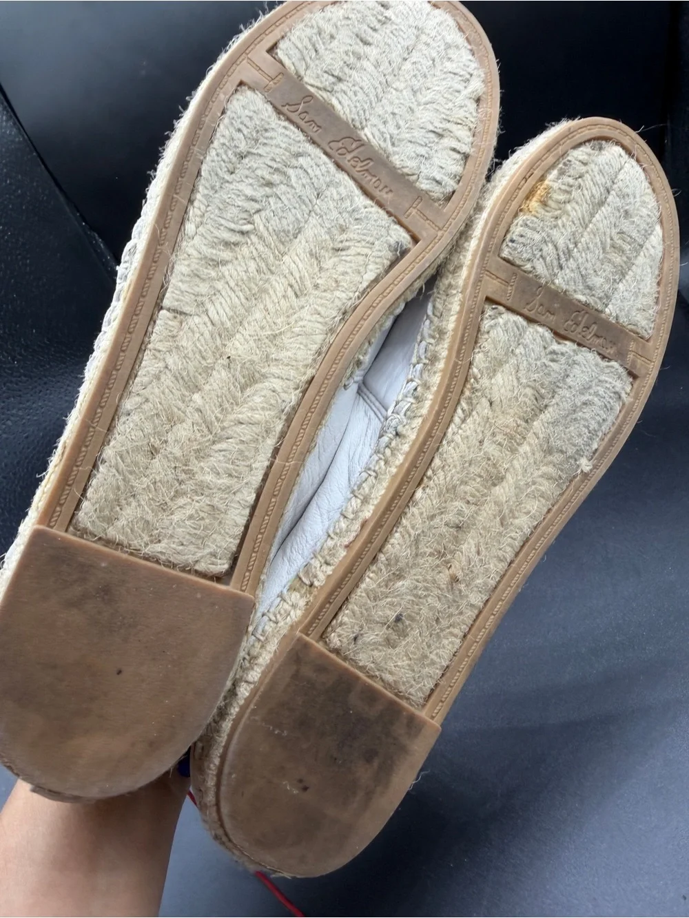 Sam Edelman white  Leather Espadrille Slip-Ons with Palm-Print Lining